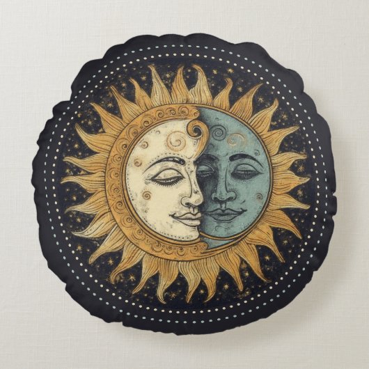 天日月丸い枕 ラウンドクッション (正面)