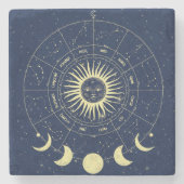天日月相〔占星術の〕十二宮図 ストーンコースター (正面)