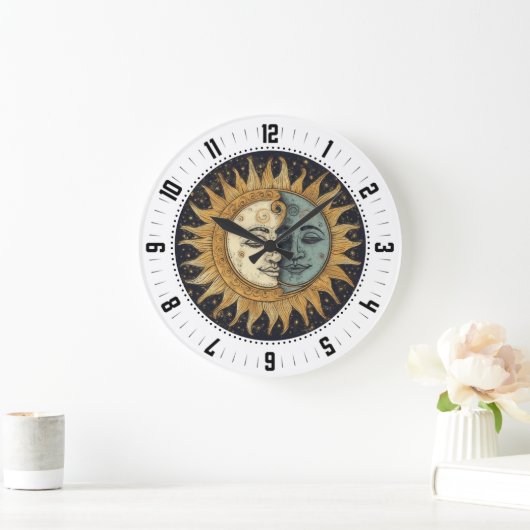天日月顔 ラージ壁時計 (ホーム)