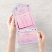 天日没ピンクサンムーンスター結婚ズ オールインワン招待状 (貼ってはがせる)