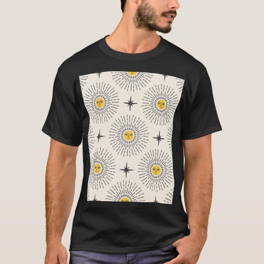 天日照ヴィンテージ模様 Tシャツ (正面)