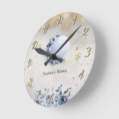 天日、ブルームーンバラ、星夜空 ラウンド壁時計 (傾斜)