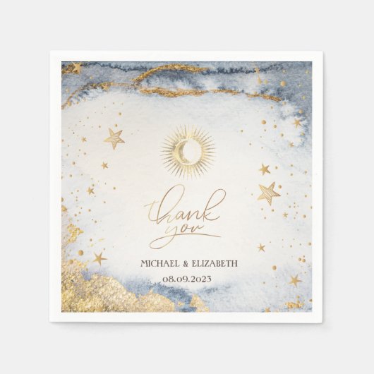 天日、月、星水色 スタンダードカクテルナプキン (正面)