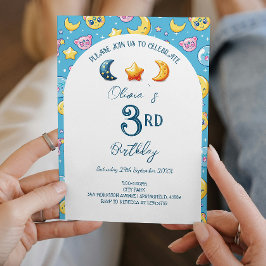 天星と月子供の誕生日パーティー 招待状