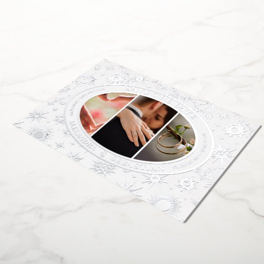 天星の結婚発表の日付を保存 箔招待状 (回転した状態)