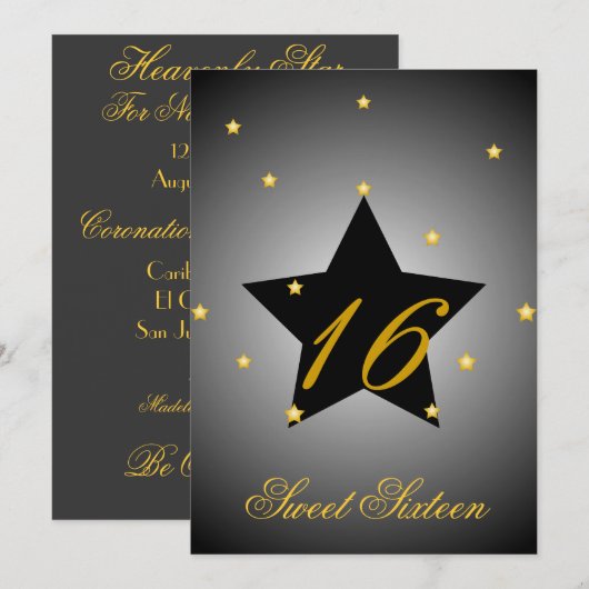 天星のSweet sixteenカスタマイズ- 招待状 (正面/裏面)