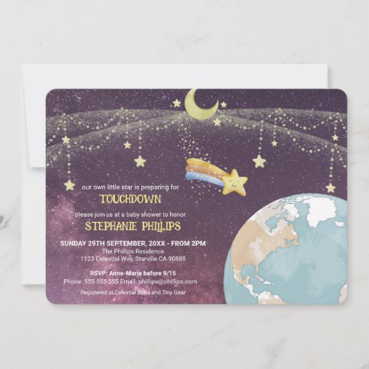 天星カスタムタイポグラフィかわいいユニークおもしろい 招待状 (正面)