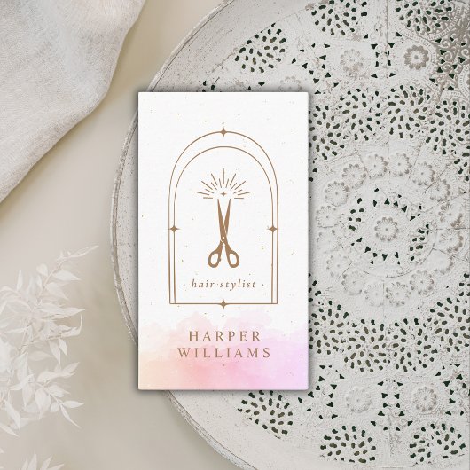 天星ヘアスタイリストサロン |ピンクゴールド 名刺