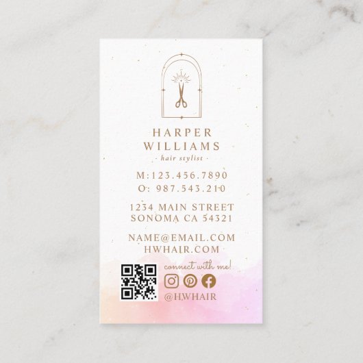 天星ヘアスタイリストサロン |ピンクゴールド 名刺 (裏面)