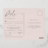 天星ミッドナイトブルー結婚の金ゴールド応答 箔招待状ポストカード (裏面)