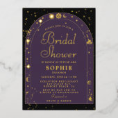 天星ムーン金ゴールドボホアーチブライダルシャワー 箔招待状 (正面)