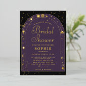 天星ムーン金ゴールドボホアーチブライダルシャワー 箔招待状 (立ち正面)