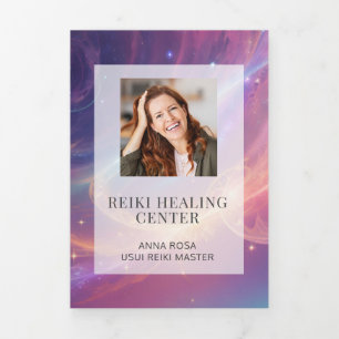 *~*天星写真ロゴQR三折パンフレット 三つ折りカード