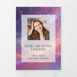 *~*天星写真ロゴQR三折パンフレット 三つ折りカード