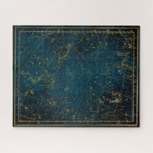 天星図コンステレーションブルー金ゴールド銀河系