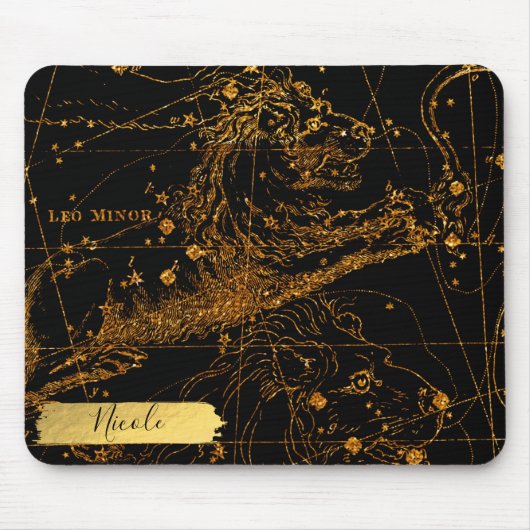 天星地図占星術のサインLEOライオン金ゴールド マウスパッド (正面)