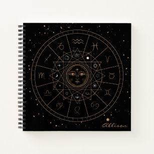 天星学占星術金ゴールドと黒  ノートブック