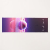 天星宇宙ピンクパープルパーソナライズされた名 ヨガマット (正面(横))