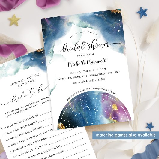 天星座と星のブライダルシャワー 招待状