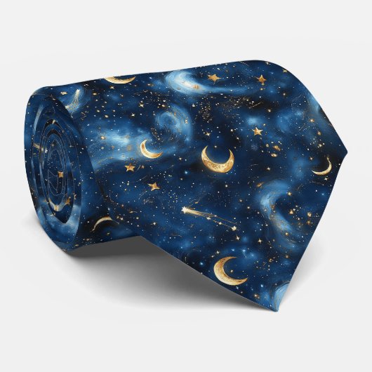 天星座の月星パターン ネクタイ (ロール)