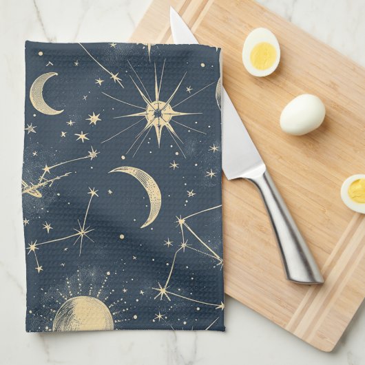 天星座 – 星夜(3) キッチンタオル (四つ折り)