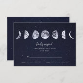 天星空の月の位相ウェディングRSVP 出欠カード (正面/裏面)