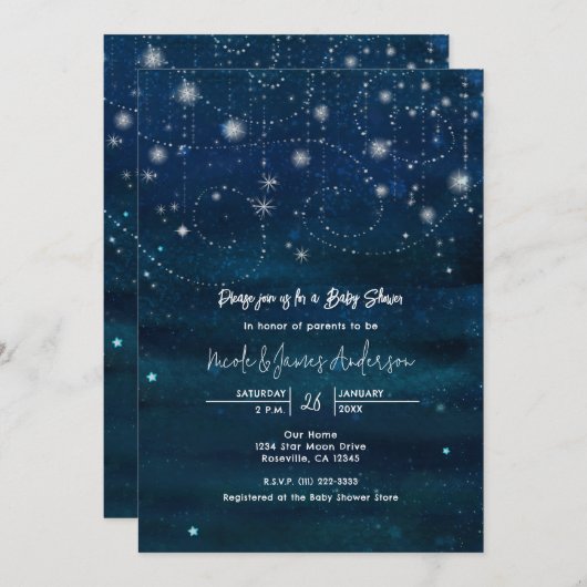 天星空スワーズベビーシャワー招待状 招待状 (正面/裏面)