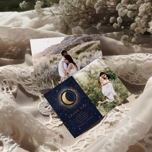 天星2枚の写真結婚のサンキューカード 招待状