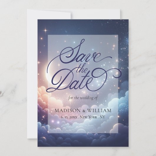 天月と星が日付カードを保存 セーブザデート (正面)