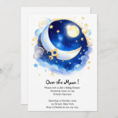 天月と星のテーマベビーシャワー 招待状 (正面/裏面)