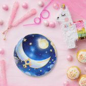 天月と星のテーマ男の子ベイビーシャワー ペーパープレート (パーティー)