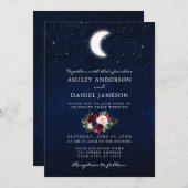 天月と星のフローラ写真結婚の 招待状 (正面/裏面)