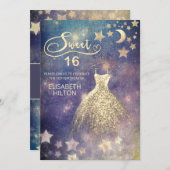 天月と星の書道sweet sixteen 招待状 (正面/裏面)