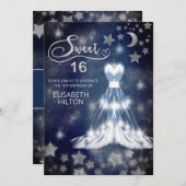 天月と星の書道sweet sixteen 招待状 (正面/裏面)
