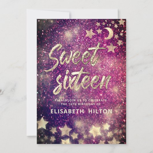 天月と星の書道sweet sixteen 招待状 (正面)