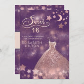 天月と星の書道sweet sixteen 招待状 (正面/裏面)