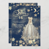 天月と星の書道sweet sixteen 招待状 (正面/裏面)
