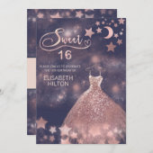 天月と星の書道sweet sixteen 招待状 (正面/裏面)