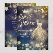 天月と星の書道sweet sixteen 招待状 (正面/裏面)