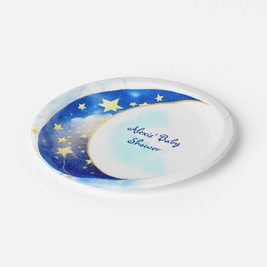 天月と星の赤ちゃんシャワー ペーパープレート (アングル)