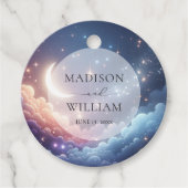 天月と星パーソナライズされた結婚の フェイバータグ (正面)