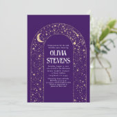 天月と星紫色の神秘的な誕生日 招待状 (スタンド正面)