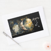 天月と星"あなたは驚く" 長方形シール (封筒)