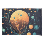 天月と雲の木の黒とオレンジ 枕カバー (正面左)