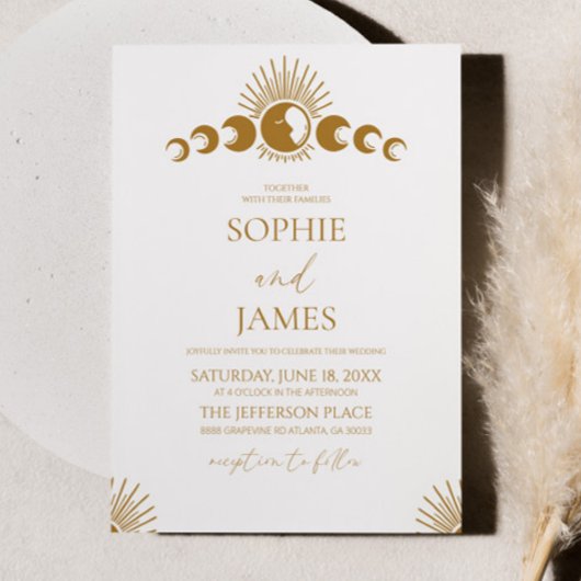 天月のサイクルのエレガミニマルントウェディング 招待状