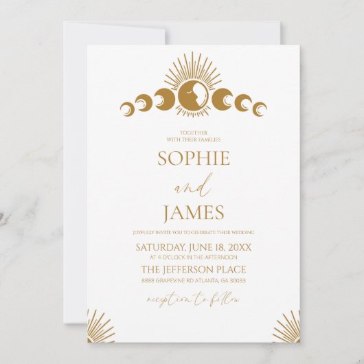 天月のサイクルのエレガミニマルントウェディング 招待状 (正面)