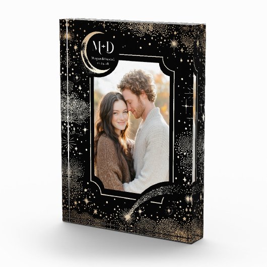 天月の星の星空の夜結婚の写真 フォトブロック (右)