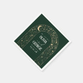 天月の星エメラルドグリーン結婚ズ スタンダードカクテルナプキン (角)