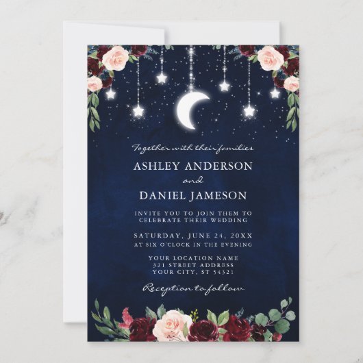 天月の星ストリングラ結婚イトのフローラ 招待状 (正面)