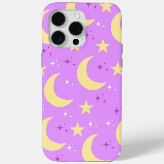 天月の星パターン紫の背景 Case-Mate iPhoneケース (裏面)